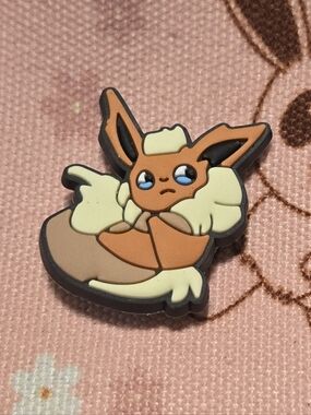 3/$10 Flareon Pokémon Croc Charm – Cozy Fluffy Fire Type Jibbit
